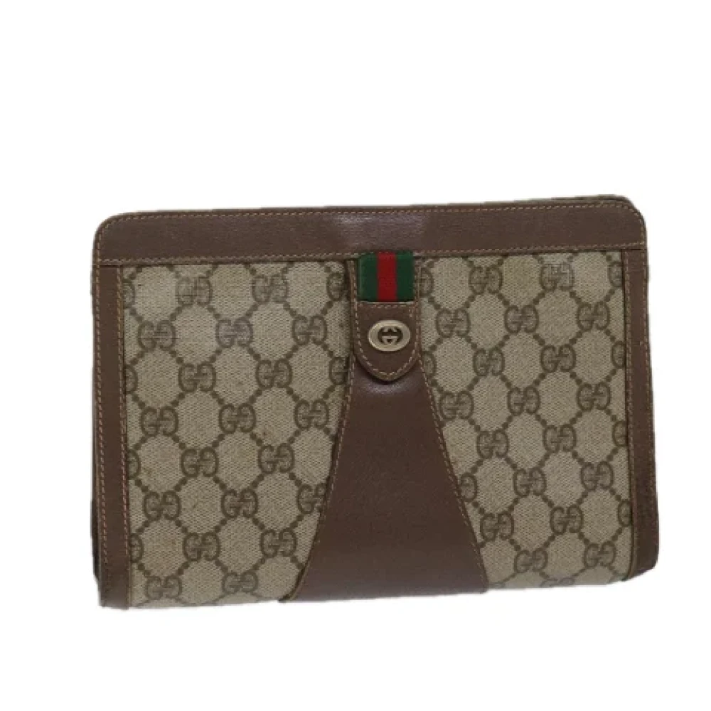 Gucci Vintage Pre-owned Leather clutches Beige Dames