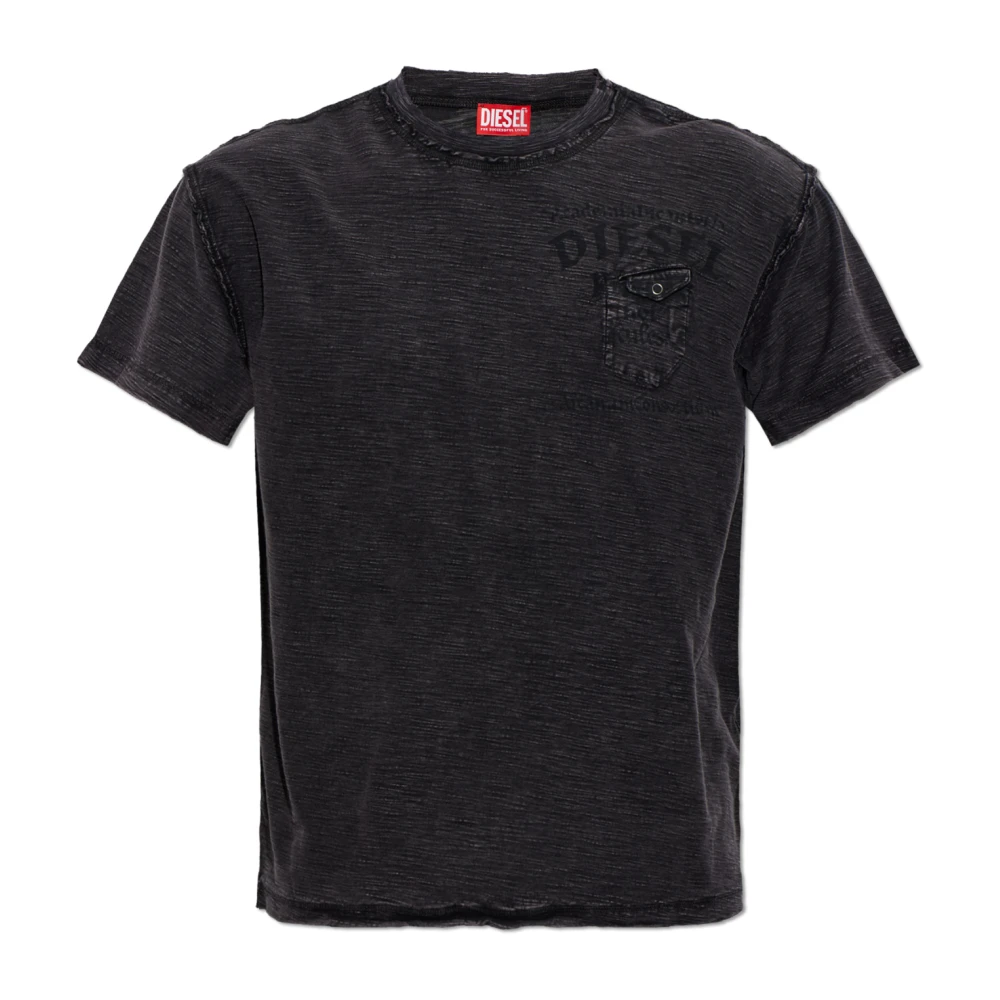 Diesel Hombre Negro Camisetas, Talla: L