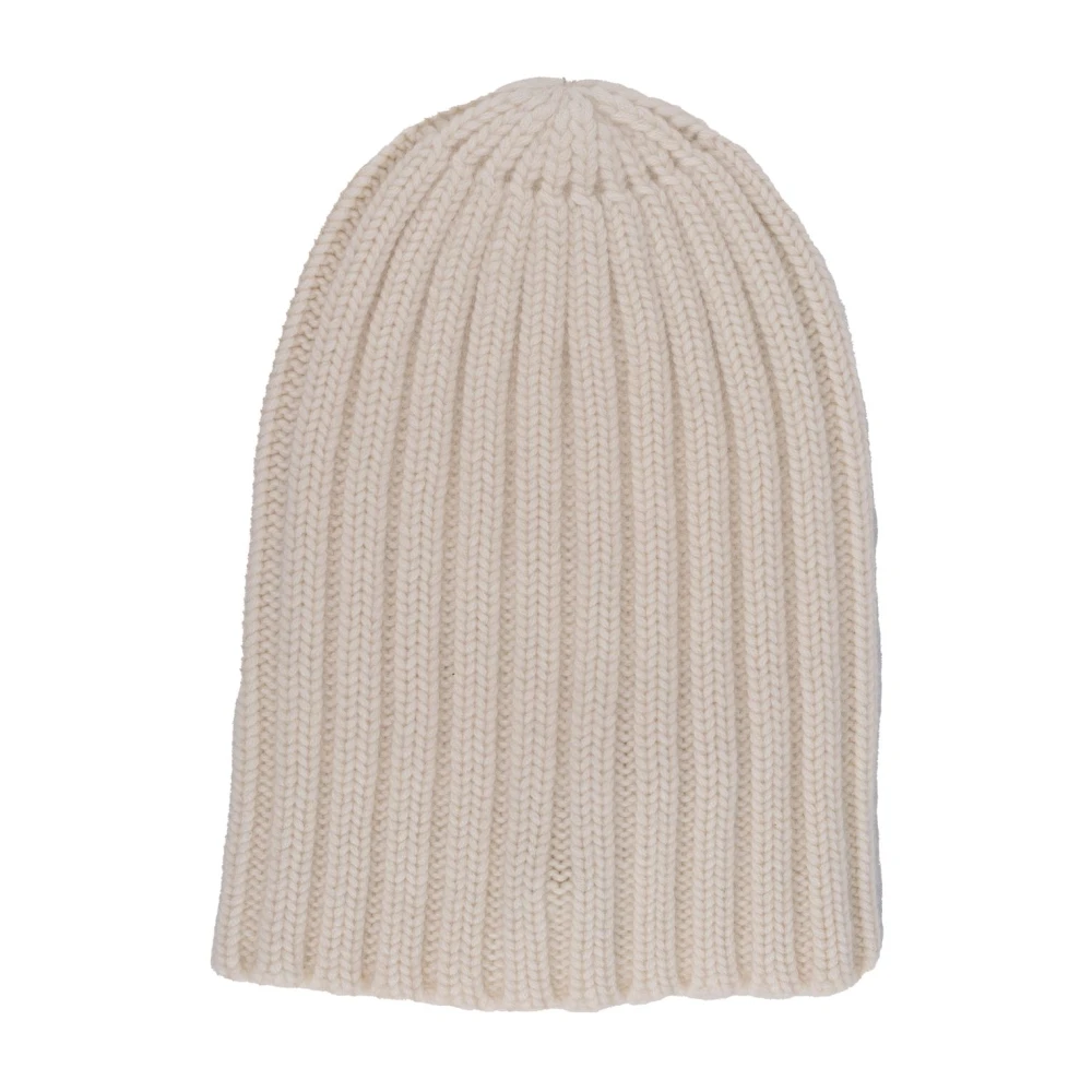 Laneus Geribbelde Cashmere Unisex Hoed Beige Dames