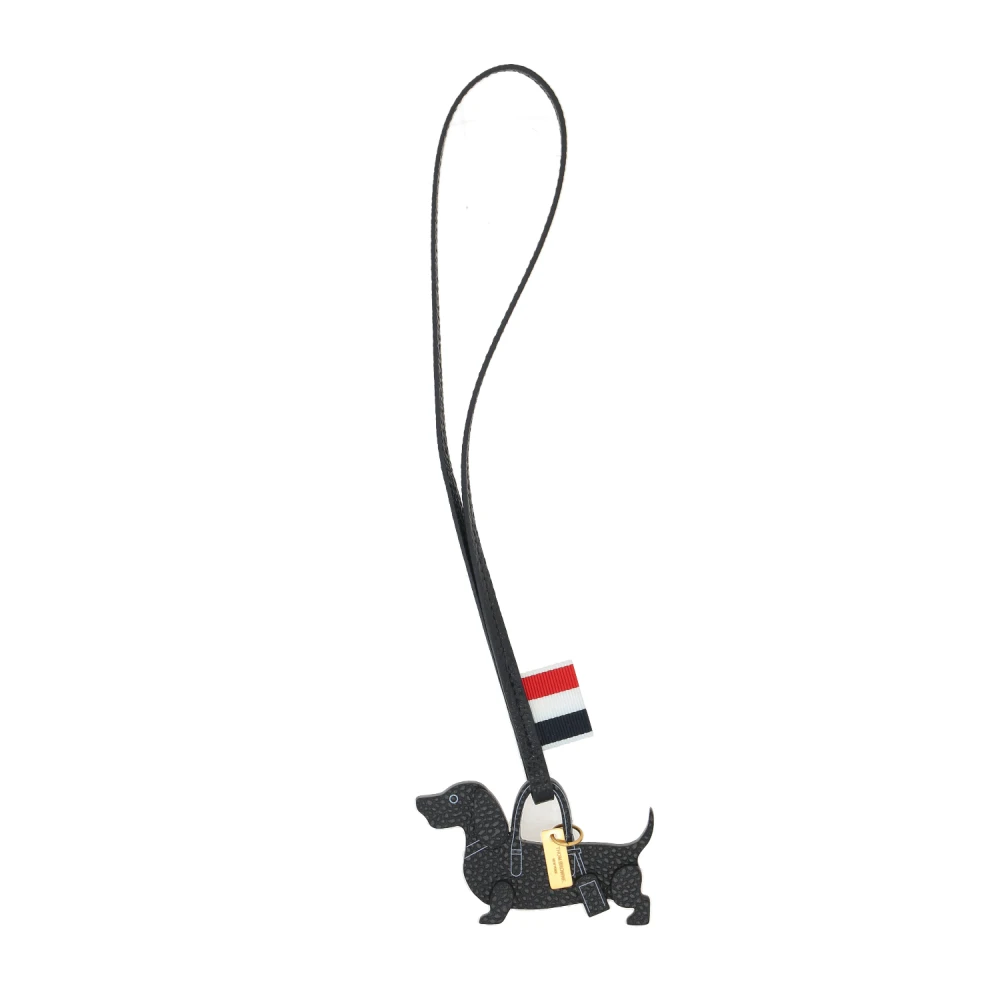 Thom Browne Zwarte Pebble Grain Portemonnee met Tricolor Lint Black Dames
