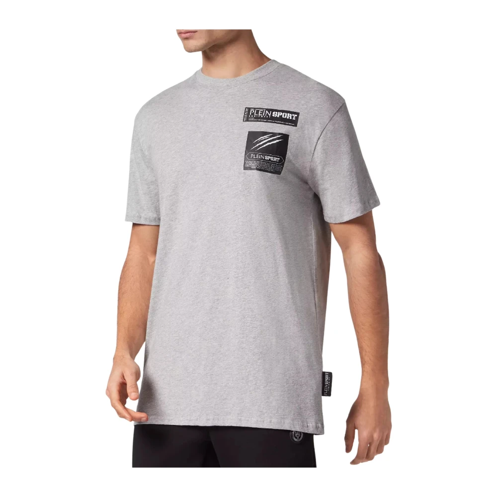Plein Sport Men's Gray T-Shirt With Patches - Training T-Shirts & Tops - S - Sport