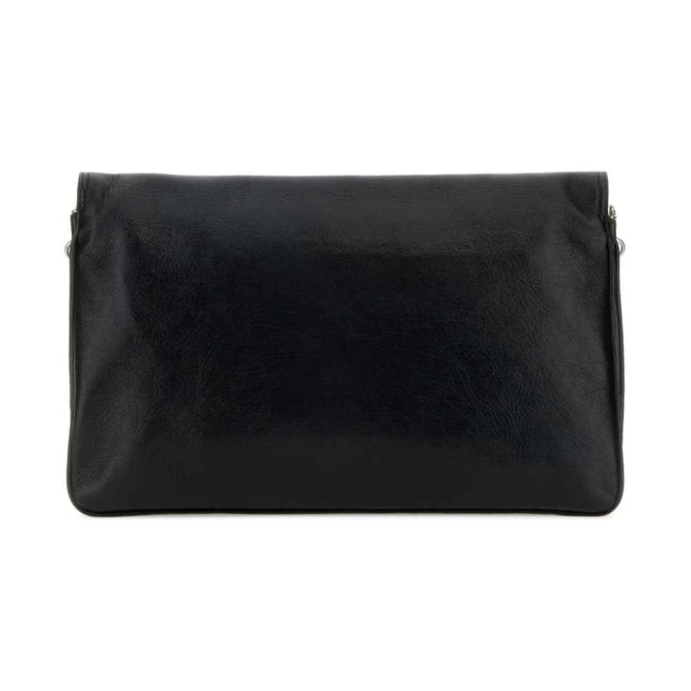 Balenciaga Zwarte leren ketting schoudertas Black Dames