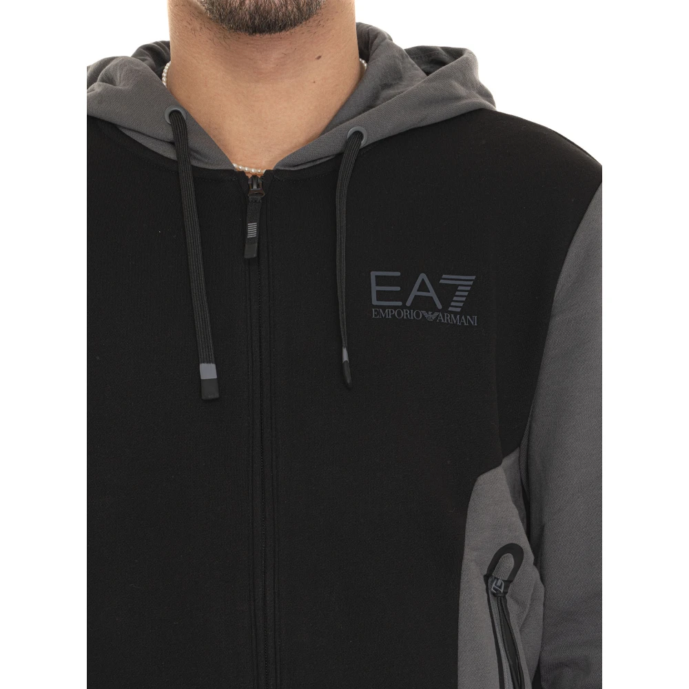 Emporio Armani EA7 Hoodie met rits en zakken Multicolor Heren