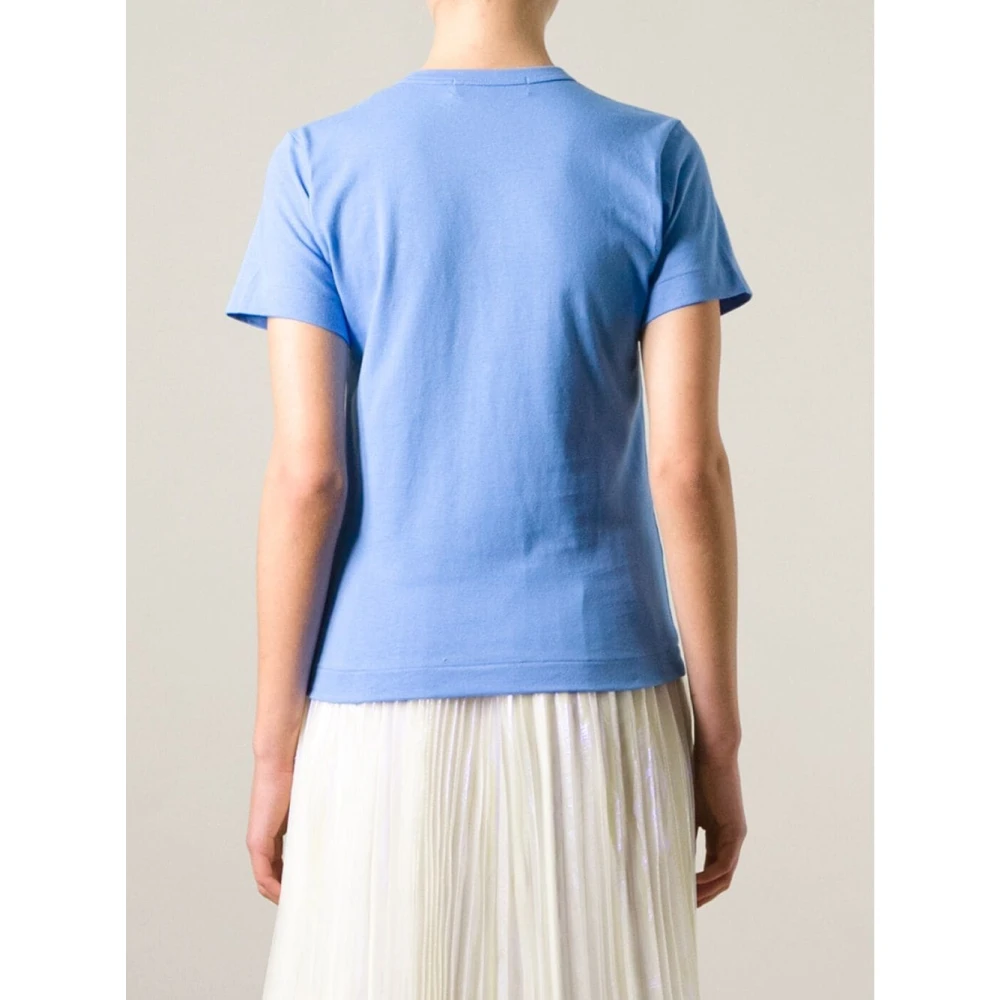 Comme des Garçons Play Blauw Dames Katoenen T-Shirt met Klein Zwart Hart Borduursel Blue Dames