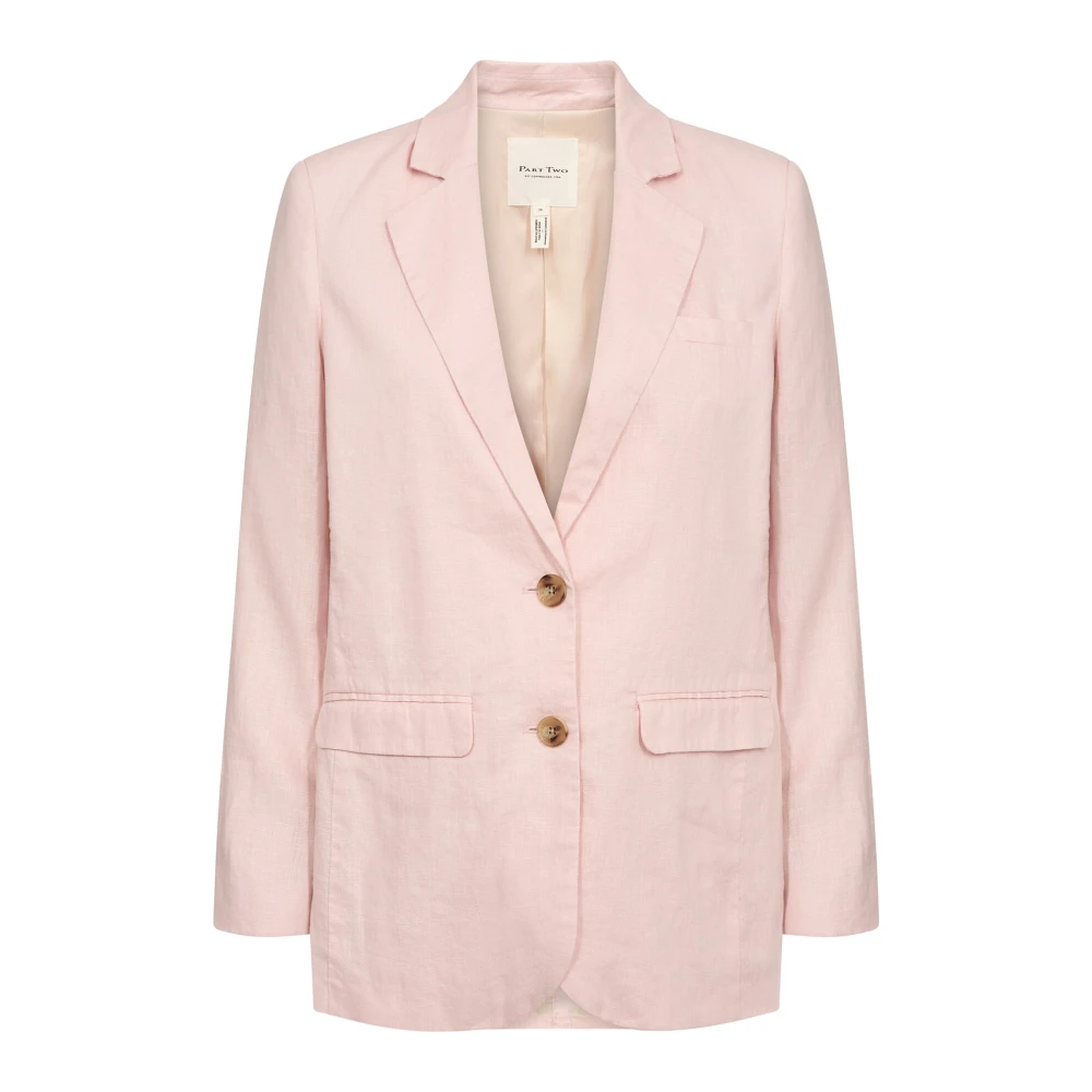 Part Two Lotus Linnen Jas met V-Hals Pink Dames