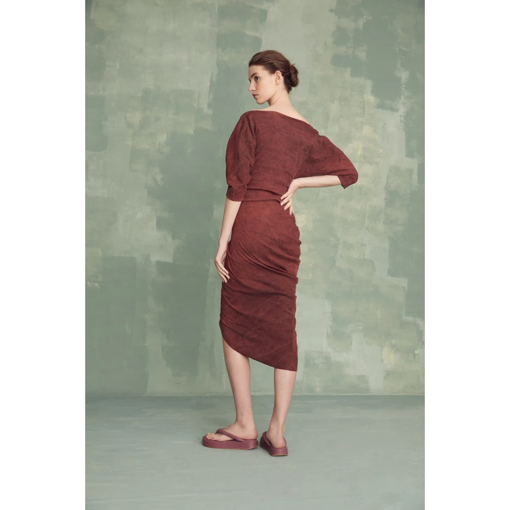 Cortana Kaars bourgondische linnen jurk Red Dames