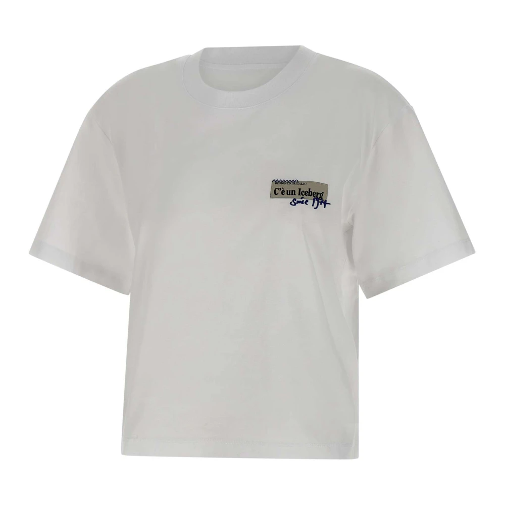 Iceberg Dames Katoenen T-shirt Wit Korte Mouwen White Dames
