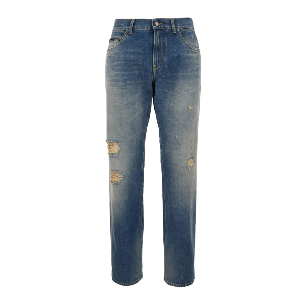 Dolce & Gabbana Blue Straight Fit Jeans, Male, L, Straight Jeans