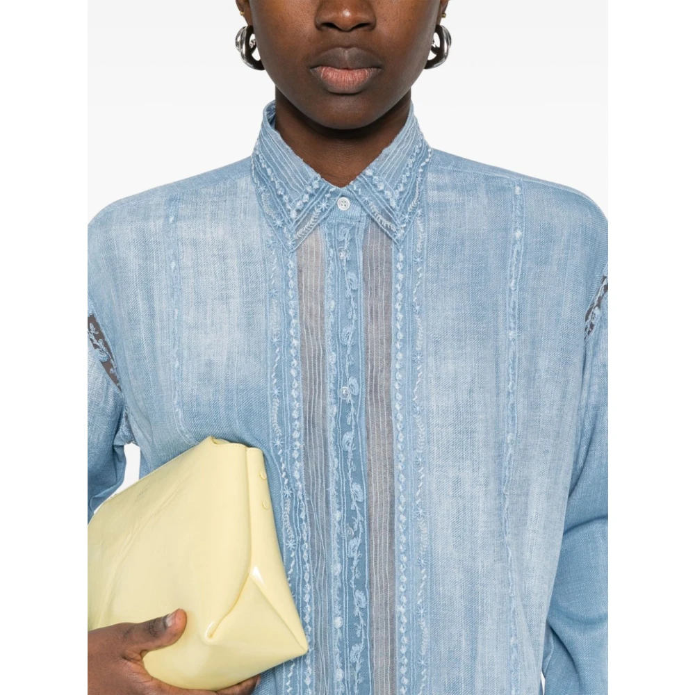 Ermanno Scervino Lichtblauw Overhemd Knoopmanchetten Blue Dames