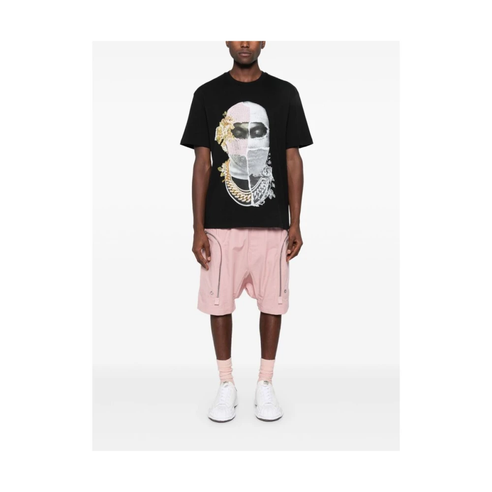 IH NOM UH NIT Krantenmasker Print Katoenen T-shirt Black Heren