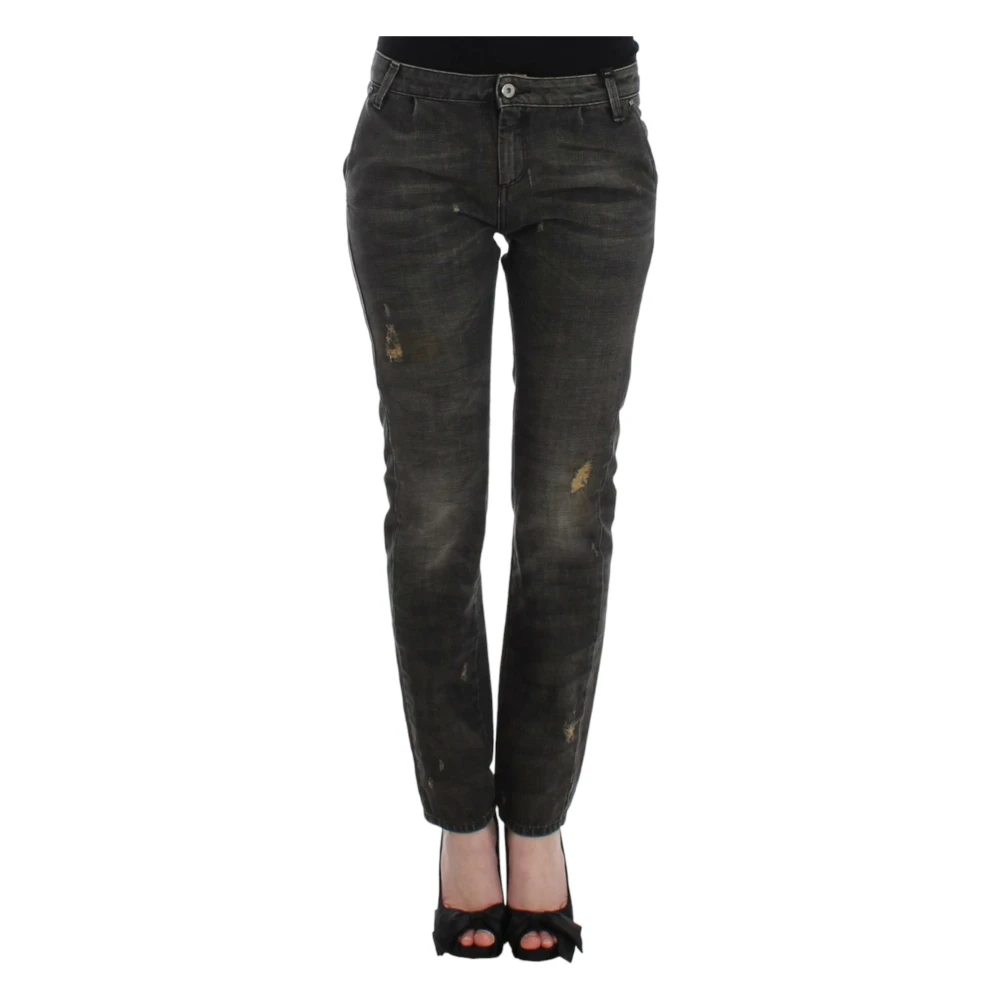 Costume National Grijze Straight Leg Distressed Jeans Gray Dames