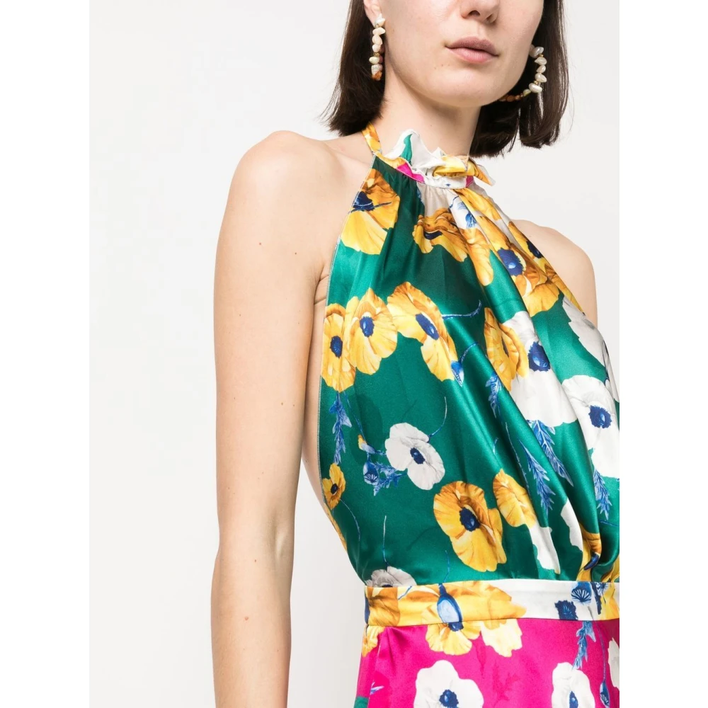 Raquel Diniz Bloemenzijden jurk met open rug Multicolor Dames