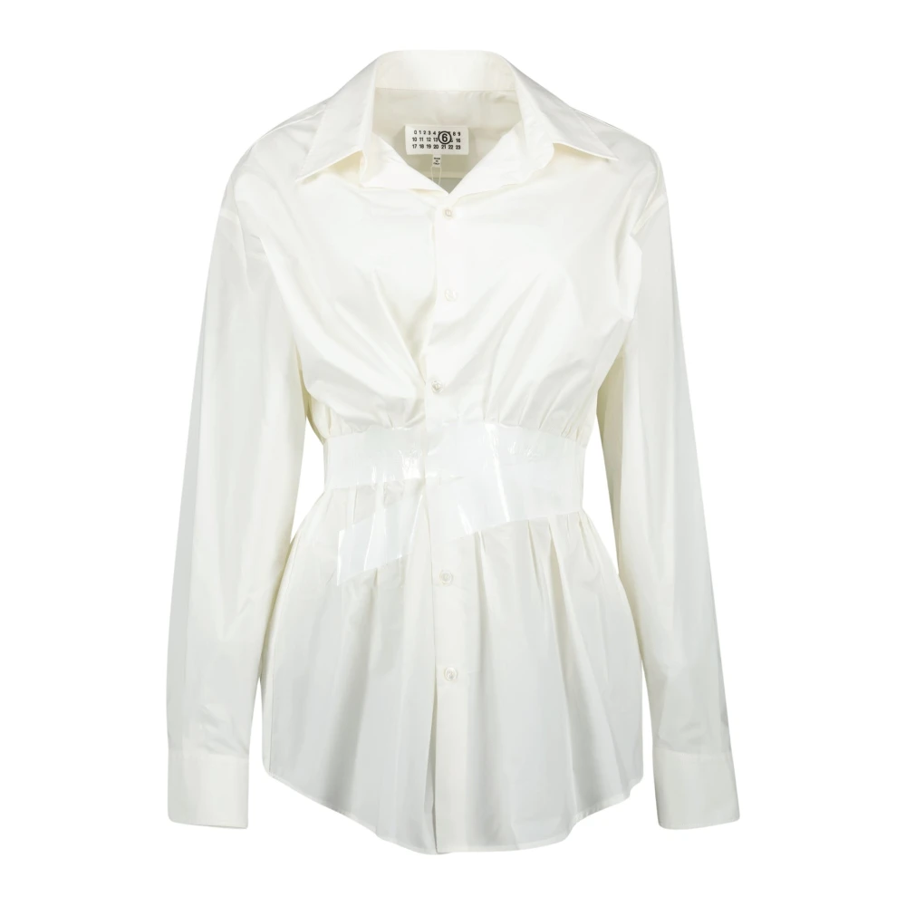 Mm6 Maison Margiela Women's White Taped Fitted Shirt - Shirts - Xs - Blouses & Shirts