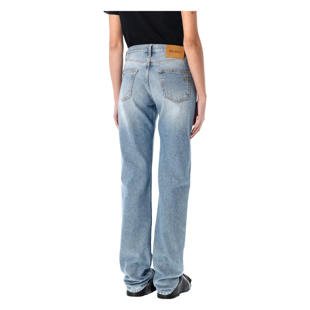 The Attico Denim Boyfriend Broek met Geborduurd Logo Blue Dames