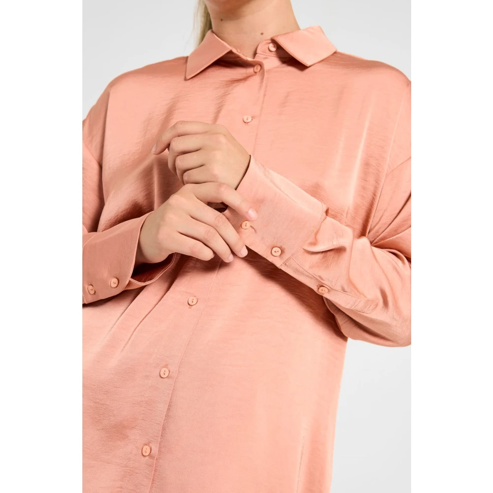 Freequent Satijnen blouse met knoopsluiting Pink Dames