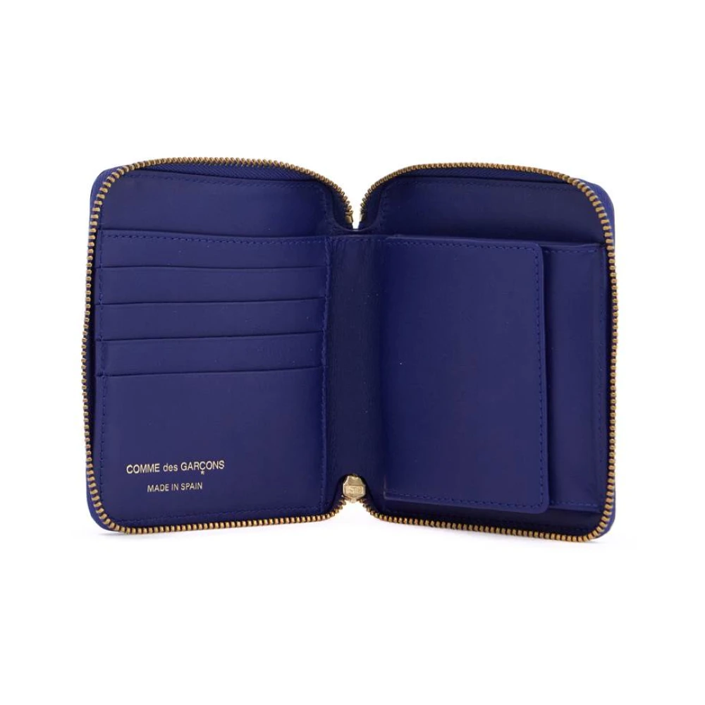 Comme des Garçons Blauwe leren portemonnee met polka dots en rits Blue Dames