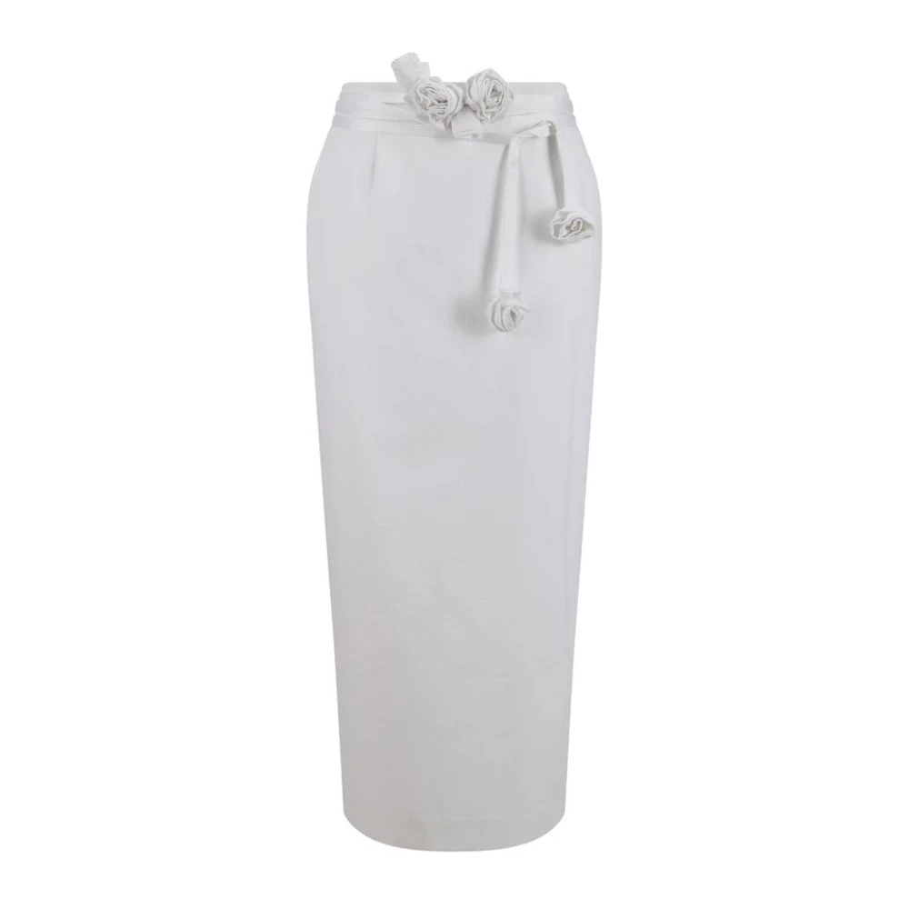 Magda Butrym Rozenapplicatie Katoenen Midi Rok White Dames