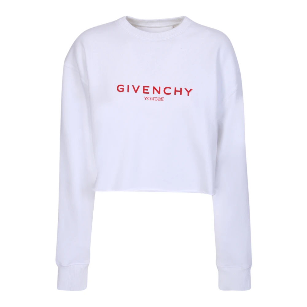 Givenchy Wit Crop Sweatshirt met Logo Print White Dames