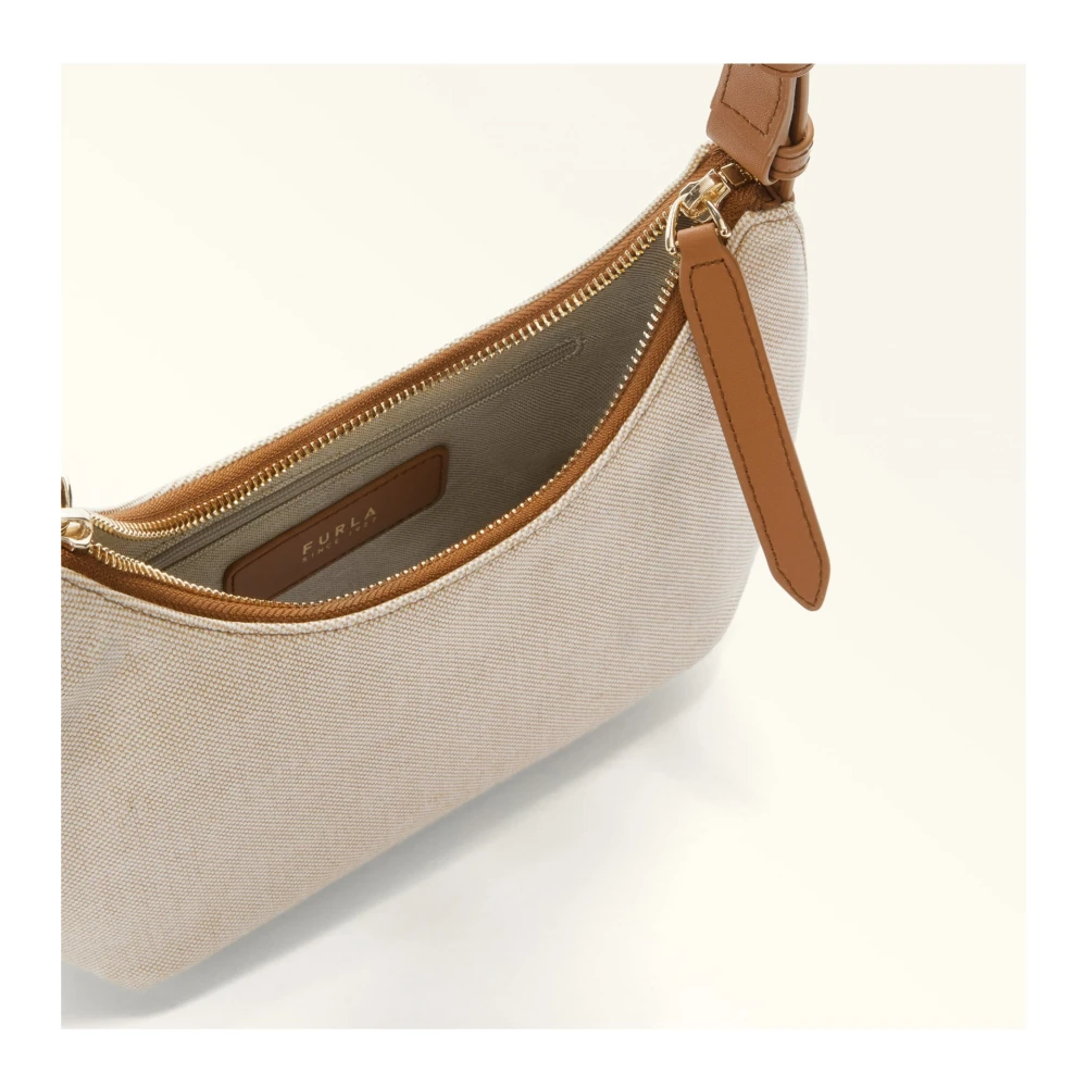 Furla Canvas en leren crossbody tas Beige Dames