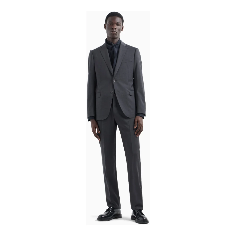 Emporio Armani Moderne Slim Fit Pak van Zuivere Wol Gray Heren