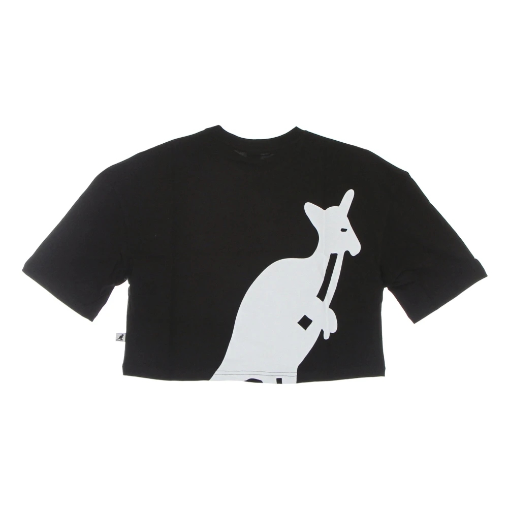 Kangol Zwarte Crop Tee Korte Mouw Shirt Black Dames