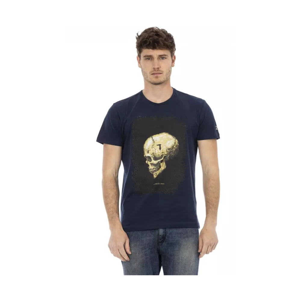 Trussardi Men's Blue T-Shirts, L, Elegant Short Sleeve T-Shirt