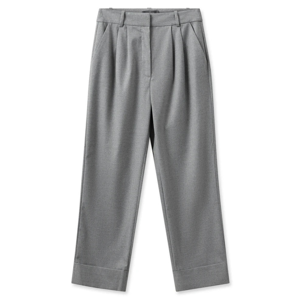 MOS MOSH Klassieke Frontplooi Broek Sharkskin Gray Dames