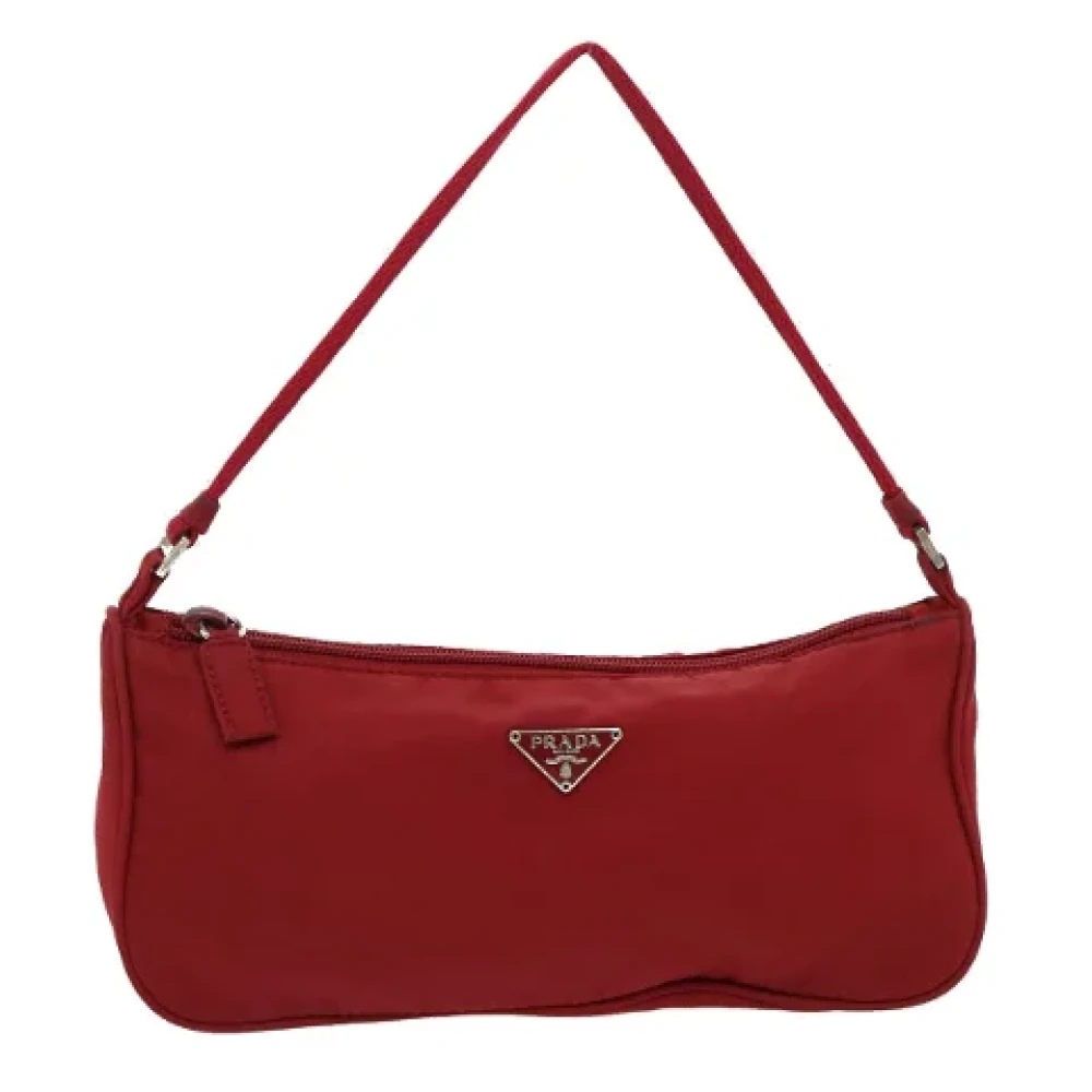 Prada Vintage Pre-owned Cotton prada-bags Red Dames