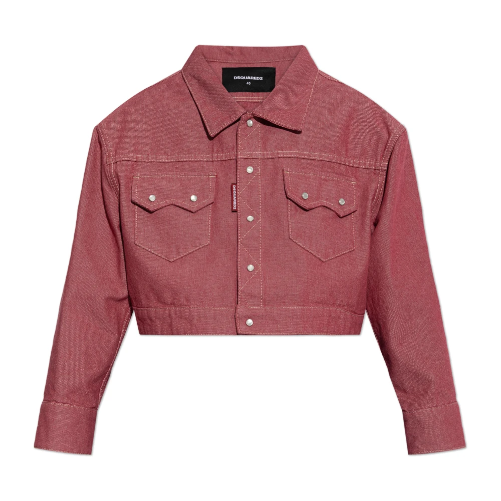 Dsquared2 Donna Rosso - Giacca Di Jeans Oversize - Jackets - S