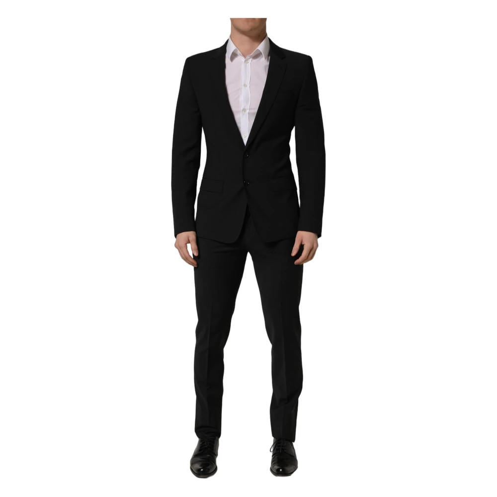 Dolce & Gabbana Men's Black Wool Slim Fit Formal 2 Piece Suit - Single Breasted Suits - 2XL - Suits