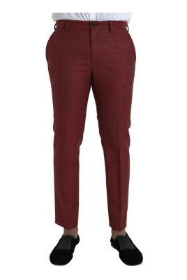 Maroon Slim Fit Wool Dress Pants