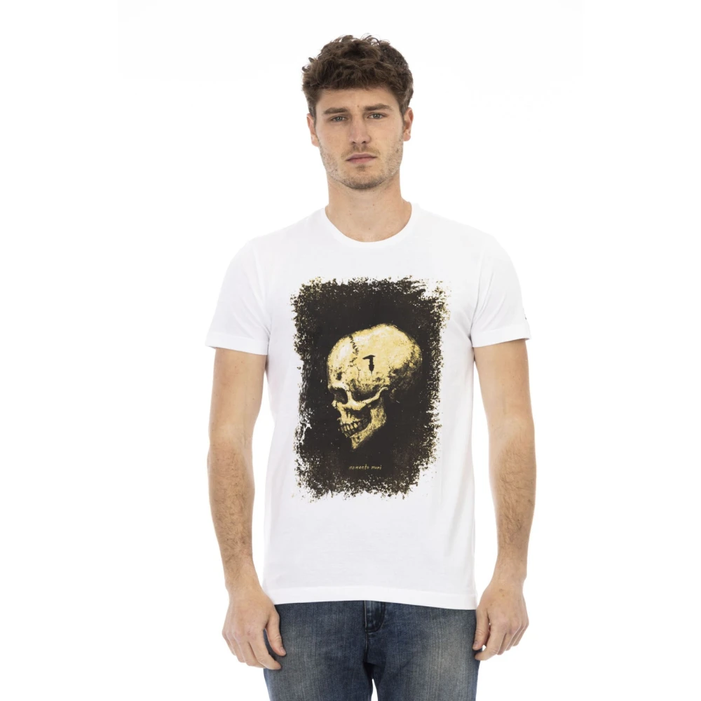 Trussardi Men's White T-Shirts, L, Casual Short Sleeve Round Neck T-Shirt