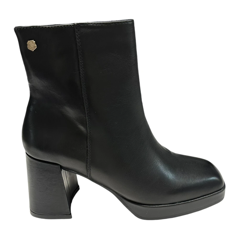 Carmela Läder ankelboots med 9cm klack Black, Dam