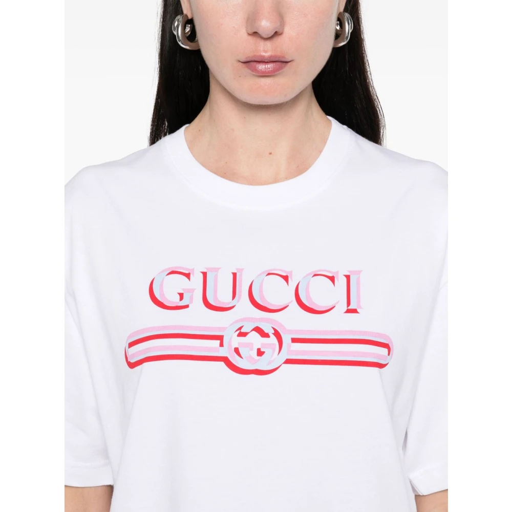 Gucci Witte Crew Neck T-shirts en Polos White Dames