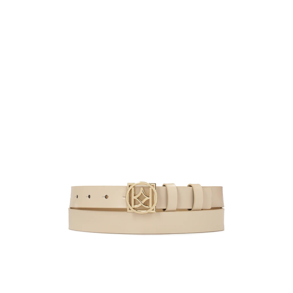 Kazar Heldere leren riem met een opvallende gesp Beige Dames