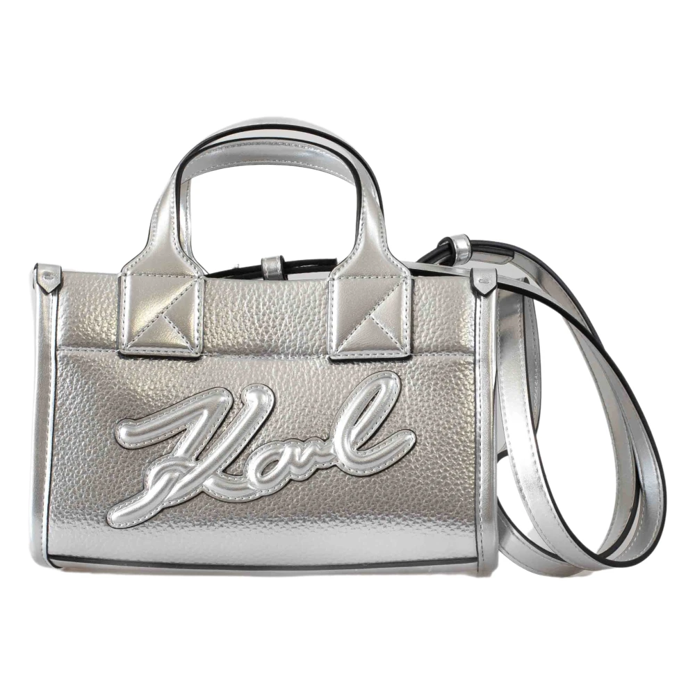 Karl Lagerfeld Grainy Tote Bag met Logo In Reliëf Gray Dames