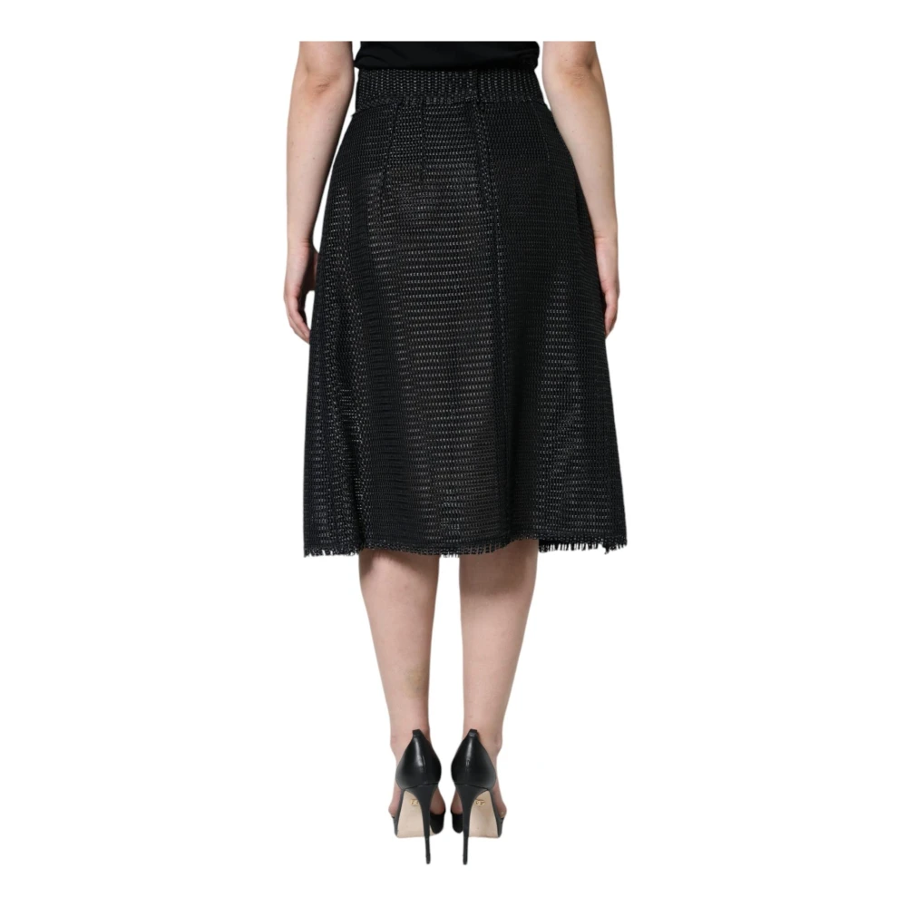 Dolce & Gabbana Zwart High Waist Pencil Cut Midi Rok Black Dames