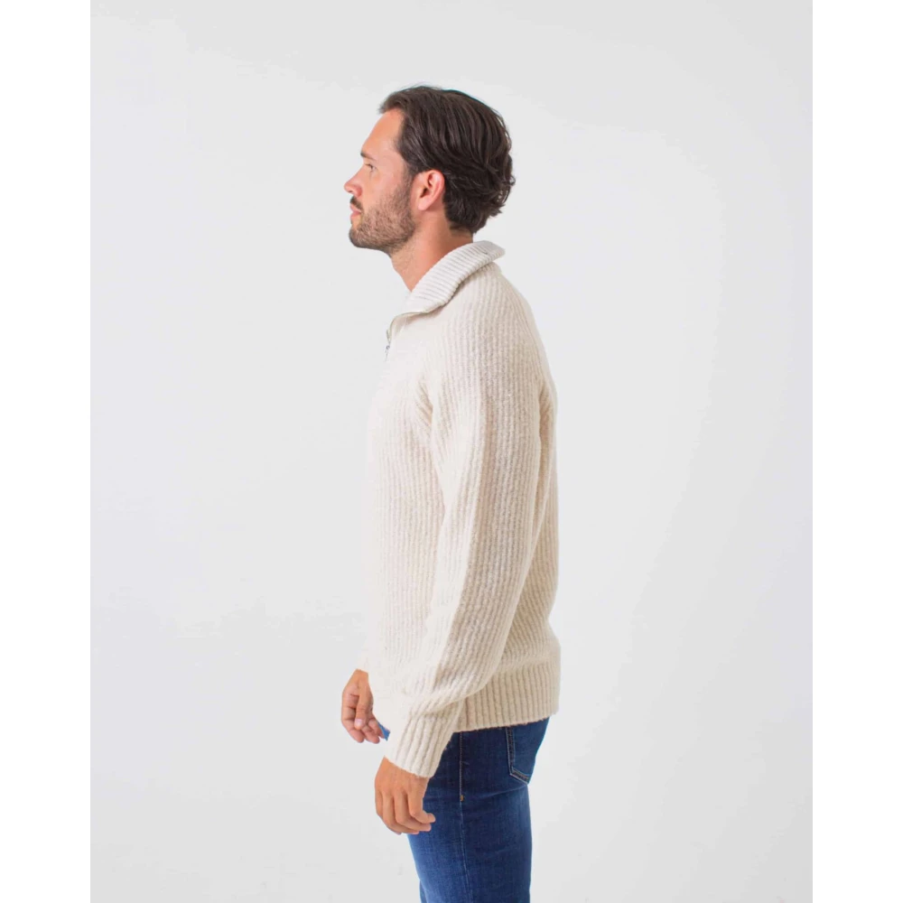 Boss Half Zip wollen trui Ebrezzo White Heren
