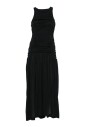 black-cotton-ruched-long-dress