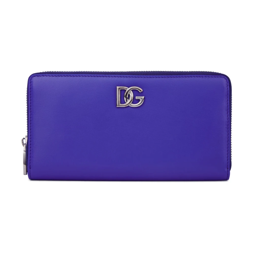 Dolce & Gabbana Logo Zip Around Portemonnee Blue Dames