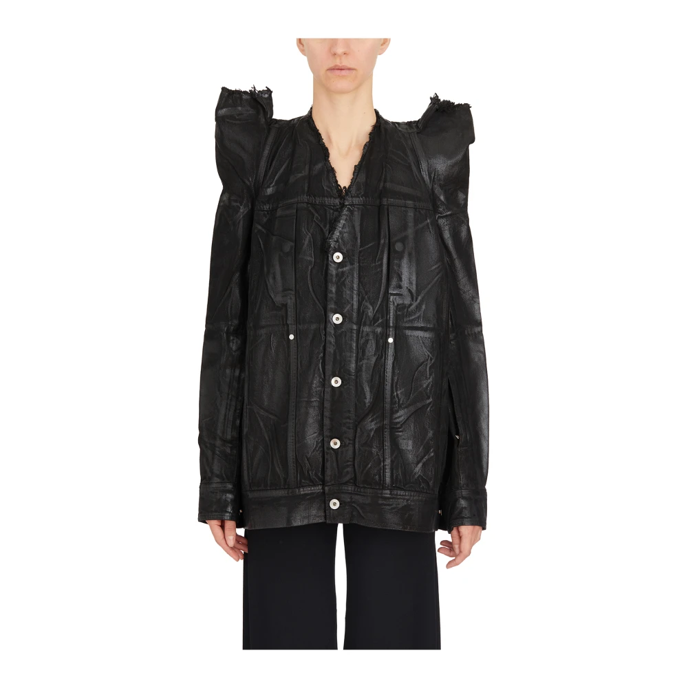 Rick Owens Coated Cotton Worker Jacket Black Dames