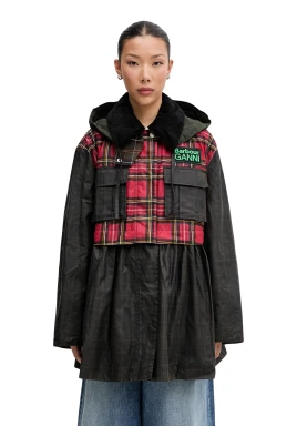 Tartan Peplum Waxed Jacket