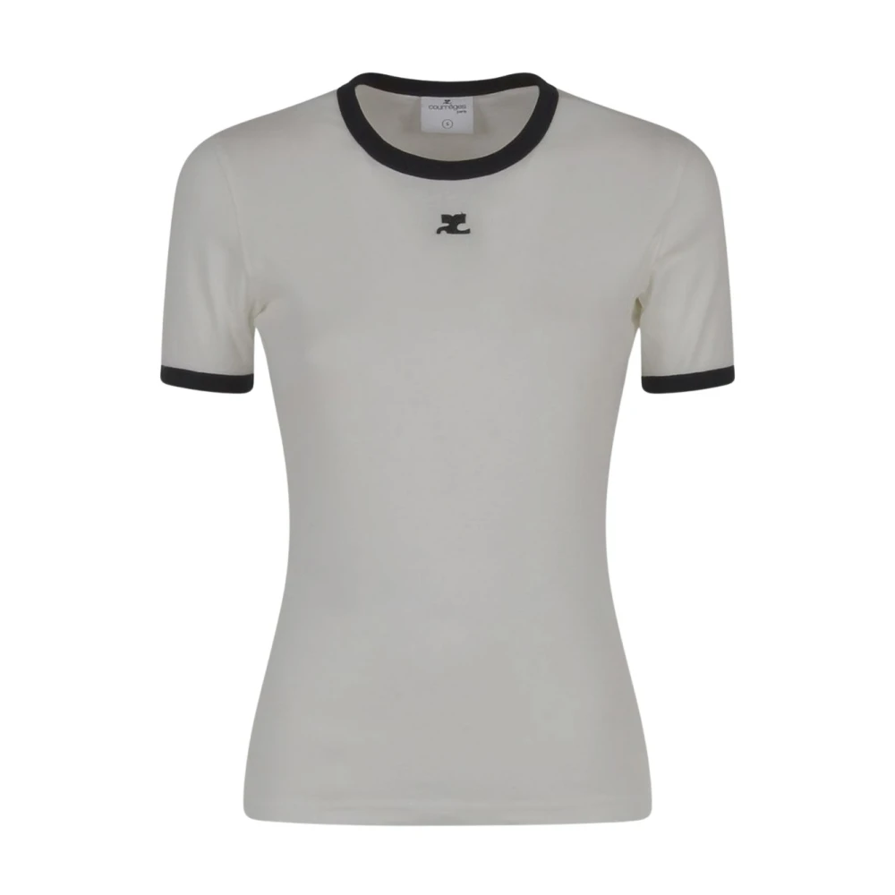 Courrèges Contrast Katoenen Tee White Dames