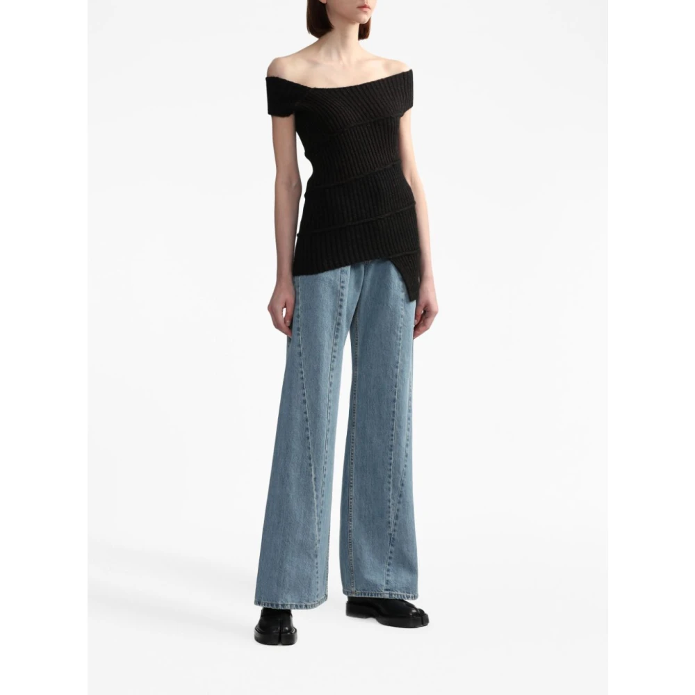 MM6 Maison Margiela Zwarte Asymmetrische Sweater Pullover Black Dames