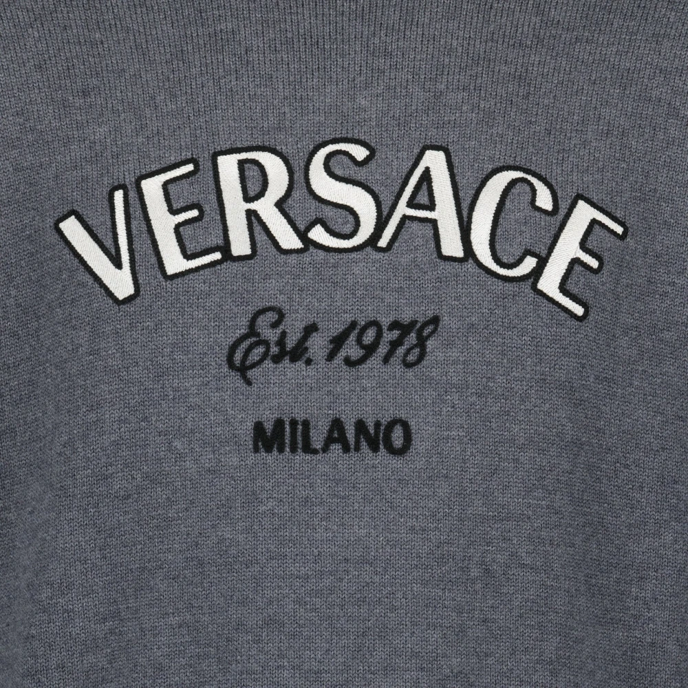 Versace Milano Geborduurde Trui Gray Heren