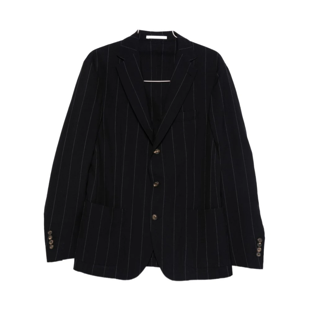 Eleventy Men's Blue Blazers, L, Pinstripe Single-Breasted Suit
