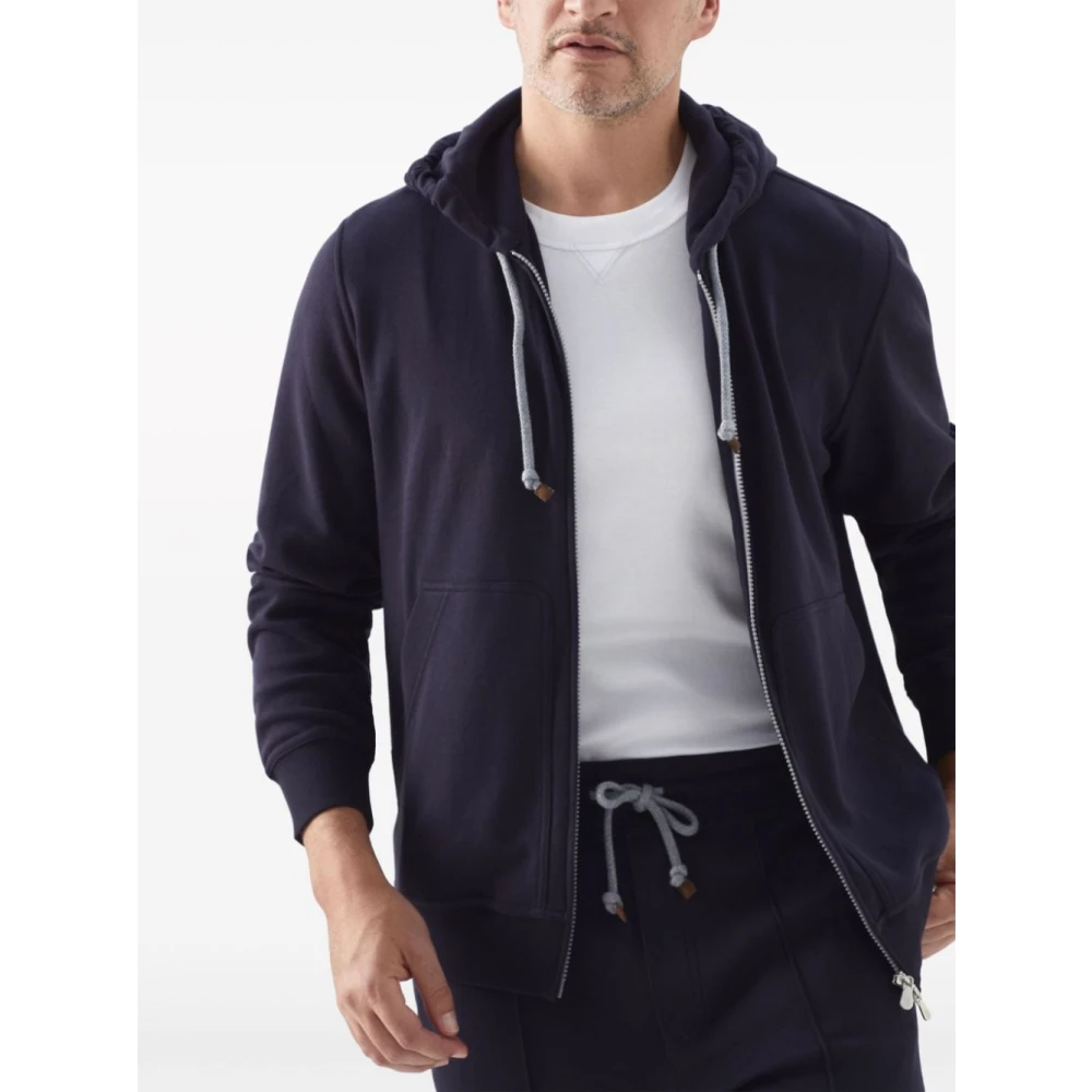 BRUNELLO CUCINELLI Blauwe Sweaters Felpa Blue Heren