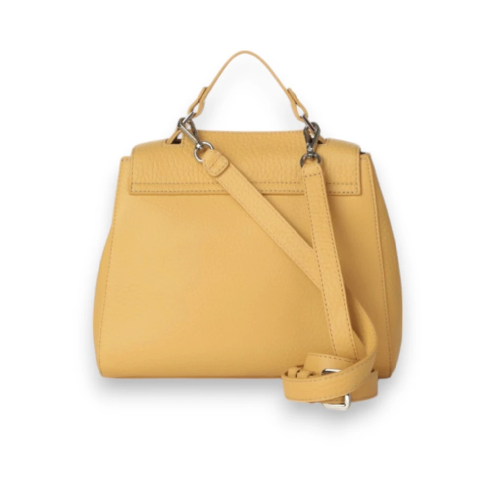 Orciani Leren schoudertas met verstelbare band Beige Dames