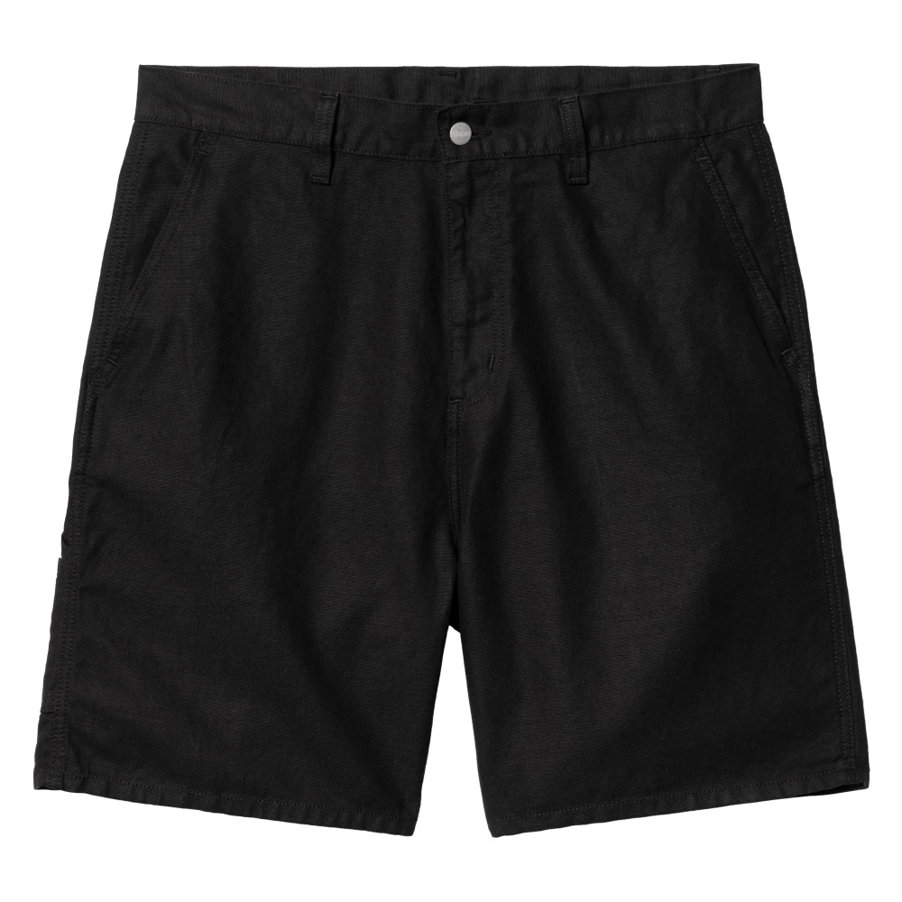 Carhartt Wip Men's Black Linen Blend Knee Shorts With Pockets - Casual Shorts - Xl - Shorts