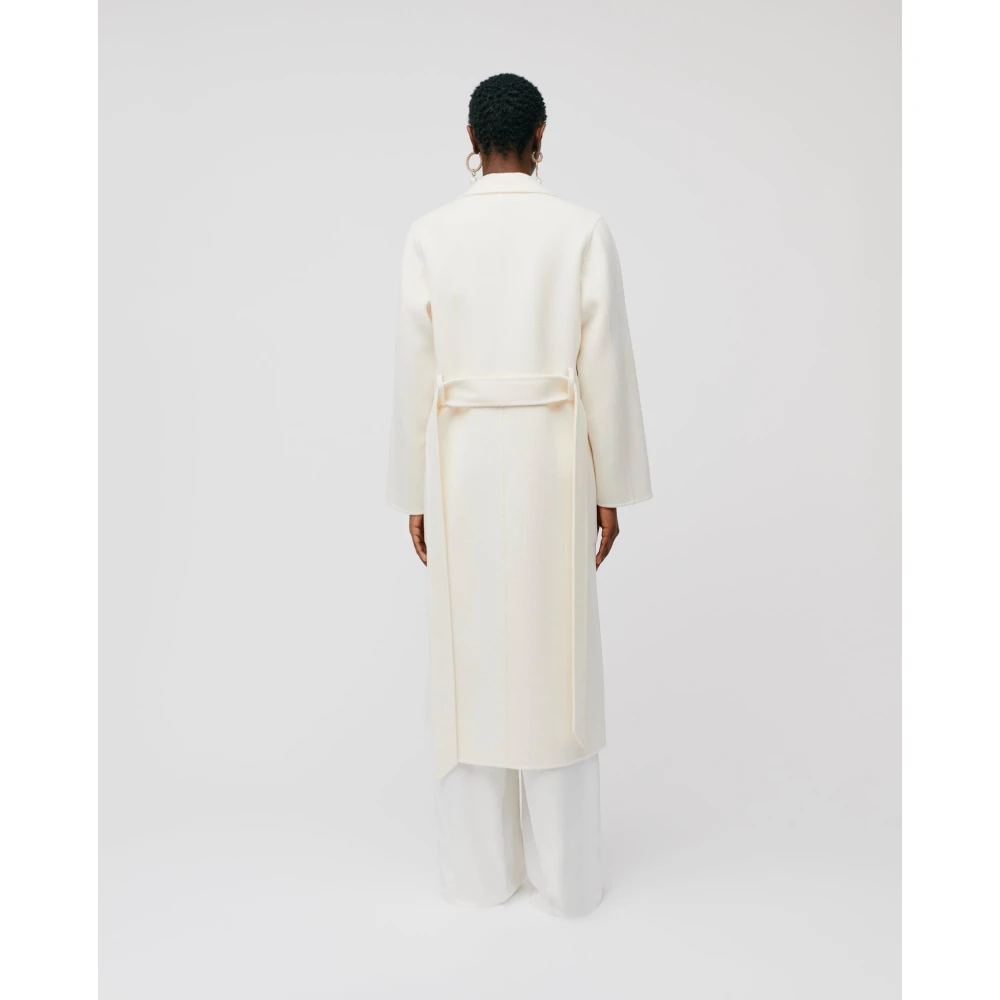 IVY OAK Midi Wollen Jas met Riem en Zakken White Dames